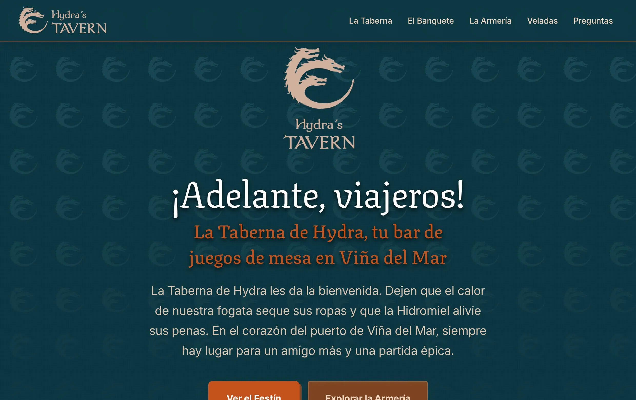 Sitio de Hydra's Tavern, construido por Catalys — hydrastavern.cl